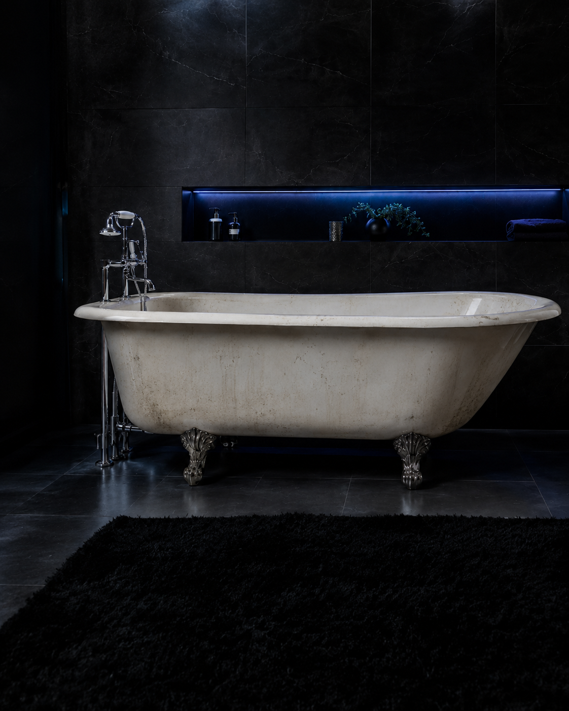 Before cast iron bathtub refinishing in Edmonton