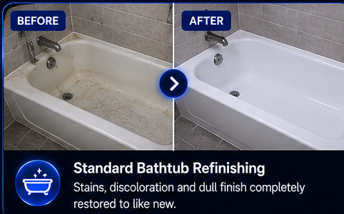 Standard bathtub refinishing before and after Edmonton