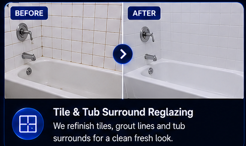 Tile and tub surround reglazing before and after Edmonton
