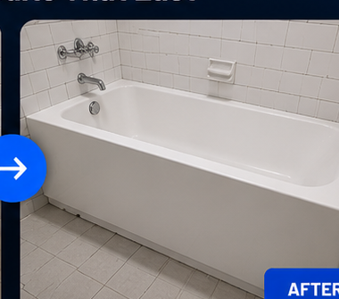 After standard bathtub refinishing in Edmonton glossy white tub