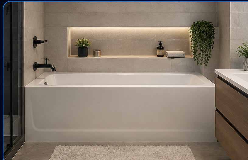Standard bathtub refinishing in Edmonton with glossy white finish